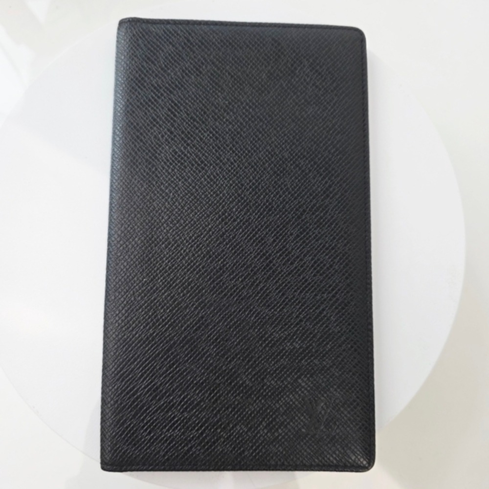 Louis Vuitton Taiga Brazza Wallet Long Portefeuille Bifold Charcoal Gray Leather